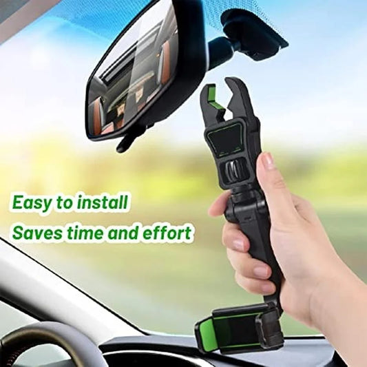 360° Rotating Car Phone Holder for Rearview Mirror